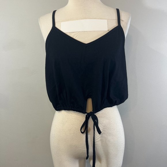 BP Black V Neck Spaghetti Strap Tie Waist‎ Crop Top (XS) - Picture 2 of 8